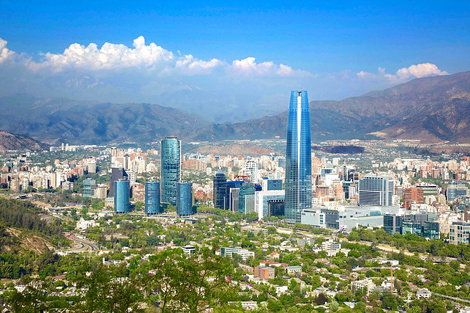 Vista aérea panorámica de Santiago de Chile