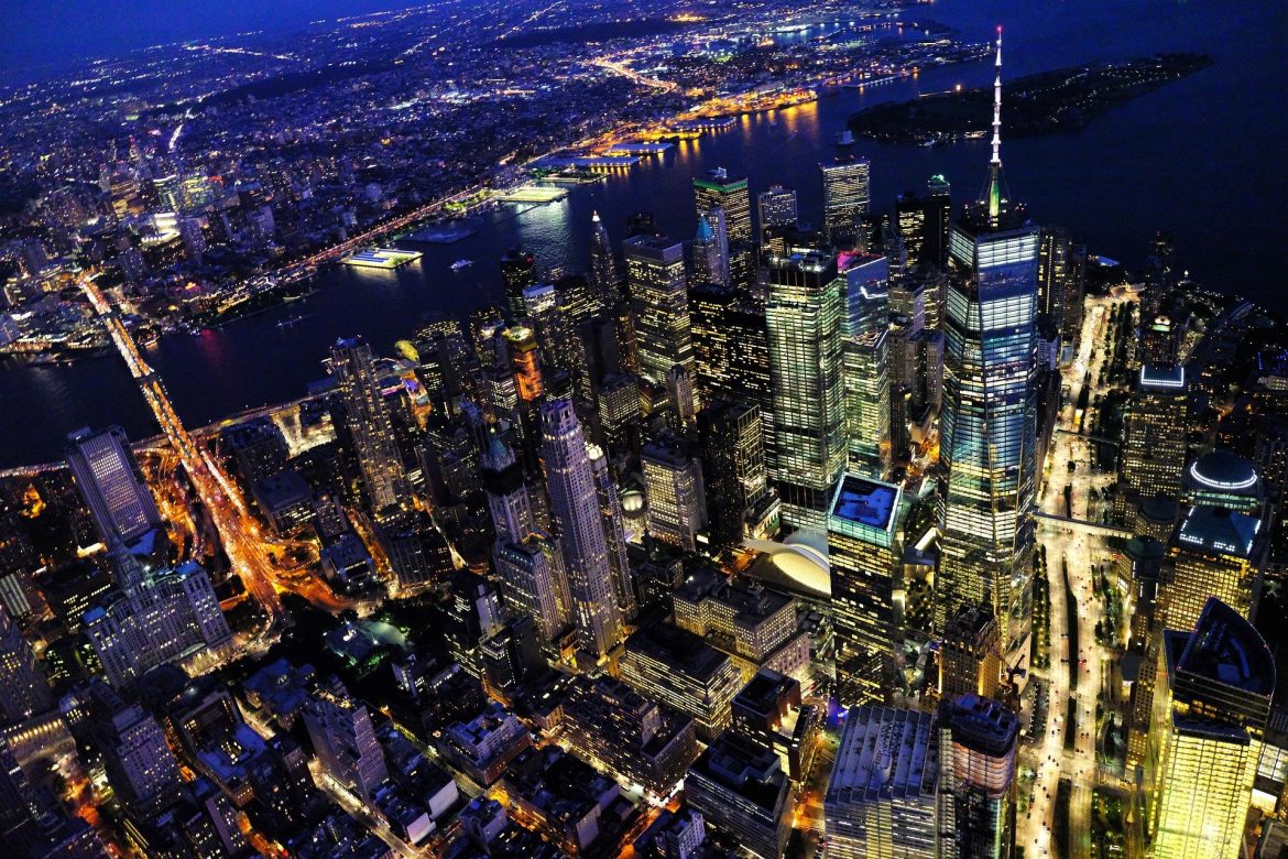 Vista aérea de Nueva York, ciudad de rascacielos