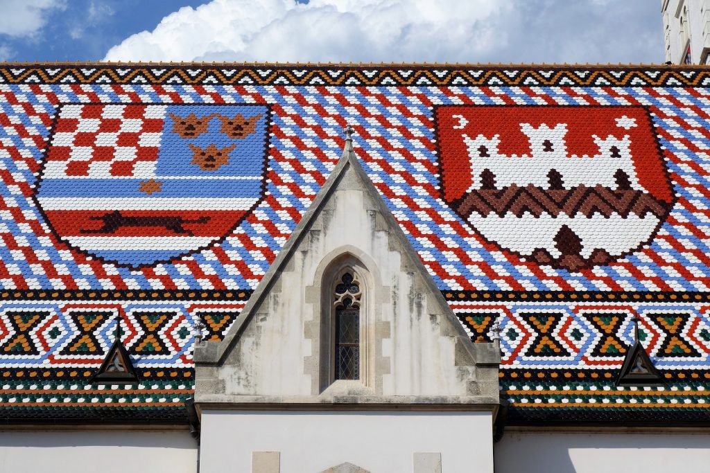 Detalle emblema de la ciudad, Iglesia de San Marcos, Zagreb
